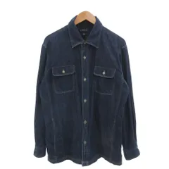 ランズエンド LANDS' END カバーオール ジャケット L インディゴブルー 裏地チェック 胸ポケット付き /MXのサムネイル