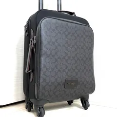美品 コーチ COACH キャリーケース キャリーバッグ スーツケース シグネチャー 4輪 トラベル 旅行 出張 レザー 本革 ブラック 黒 ボーナス 夏休み 帰省 サマーギフト シルバーウィーク ご褒美 メンズ レディース ユニセックス 男女兼用のサムネイル