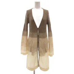 メルローズ MELROSE クレール CLAIRE カーディガン ニット モヘヤ 茶 ブラウン 白 ホワイト グラデーションカラー Vネック 長袖 ロング丈 /NUのサムネイル