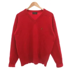 マンシングウェア MUNSINGWEAR セーター カシミヤ C 90-100 赤 レッド Vネック ロゴ刺繍 長袖 /MLのサムネイル