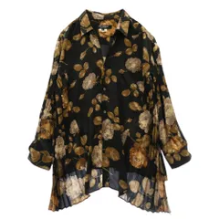 JUNYA WATANABE COMME des GARCONS ジュンヤワタナベコムデギャルソン JB-B010 AD2018 花柄 サイドプリーツ エステル フラワー プリント シャツ ブラウス ダークブラウン系 ブラウン系 S【中古】のサムネイル