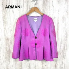 ARMANI COLLEZIONI アルマーニコレッツォーニ 花柄 ストライプ シルク ノーカラージャケット ピンクのサムネイル