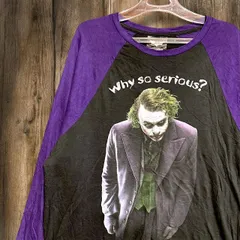 ムービー Tシャツ 長袖 ロンT ダークナイト ジョーカー ホワイ ソー シリアス ラグラン スリーブ グラフィック 映画 洋画 黒 - 00s XLサイズ 古着 ビンテージ used vintage  p10のサムネイル