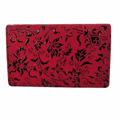 【新品未使用品・希少】印傳屋 印伝 二つ折り財布　赤地鹿革 黒漆 花唐草柄 希少】印傳屋 印伝 二つ折り財布 赤地鹿革 黒漆 花唐草柄 - メルカリ