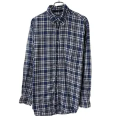 90s nautica 長袖 チェックシャツ L ネイビー ホワイト ノーティカ ボタンダウン 90年代 チェック柄 ロゴ刺繍 胸ポケット 春物 a807-5283のサムネイル