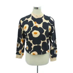 マリメッコ marimekko × アディダスオリジナルス adidas originals トレーナー M ベージュ 黒 ブラック 花柄 クルーネック 長袖 ライン ショート丈 /HO29 ■ECE004のサムネイル