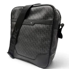 美品★ MONTBLANC/モンブラン PVC レザー 総柄 ロゴ ショルダーバッグ クロスボディ メンズ ブラック系のサムネイル