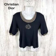 90s Christian Dior オールド クリスチャンディオール ロゴ刺繡 シルク サマーニット ブラックのサムネイル