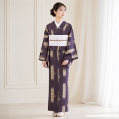 美品 正絹単衣 結城紬 川村久太郎 新品未使用全通袋帯セット 裄68 身丈