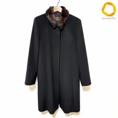 #wnc レリアン Leilian コート 11 黒 カシミヤ100％ ミンクファー スタンドカラー 美品 レディース [1002623]のサムネイル