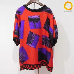 #anc ジェニー genny カットソー 42 赤 紫 黒 半袖 シルク イタリア製 美品 レディース [1013585]のサムネイル