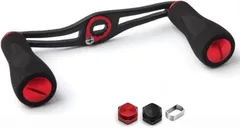 KindWave リール パーツ ベイトリール ハンドル シマノ Shimano ダイワ Daiwa アブガルシア Abu Garcia に適合する EVA ノブ アルミ合金 クランク カスタムパーツ (レッド,  軸間100mm 全長110mm)のサムネイル