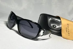 美品 BVLGARI ブルガリ B-ZERO ロゴ ブラック&クロームシルバー サングラス 黒 男女兼用 ユニセックス ケースありのサムネイル