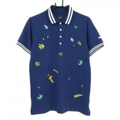超美品】ゾーイ 半袖ポロシャツ ネイビー×白 ヨット総柄 ストレッチ