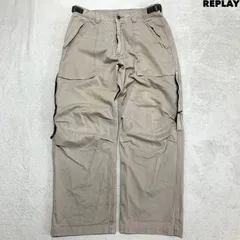 REPLAY カーゴパンツ ベイカーパンツ ワイド バギー ミリタリー マルチポケット アジャスター ロゴ刺繍 W31 グレージュ サンド ベージュ アイボリー リプレイのサムネイル