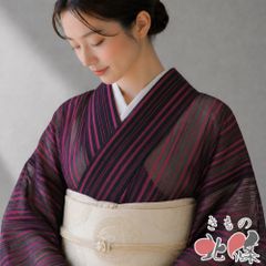 男物 夏物 夏着物 着物 中古 正絹 カジュアル 地模様 流線模様 黒色