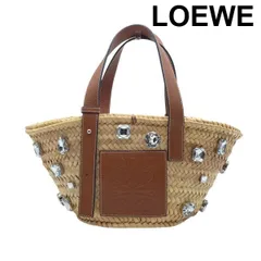 ● ロエベ LOEWE バスケットバッグ かごバッグ ビジュー装飾 ラインストーン アナグラムロゴパッチ ナチュラル レディース 6D395のサムネイル