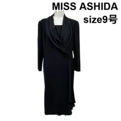 ◆ ミスアシダ MISS ASHIDA ワンピース ひざ丈 長袖 カシュクール ネイビー 9号 M レディース S6G094のサムネイル