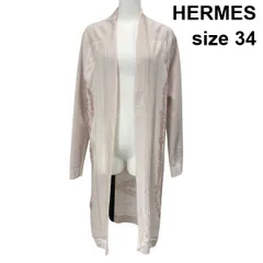 ●◇ エルメス HERMES ブリッドドゥガラ フルール ロングカーディガン 長袖 羽織り ピンクベージュ シルク 34 XS 5号 レディース S6G091のサムネイル