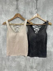 BEAUTY & YOUTH ビューティ&ユース ユナイテッドアローズ ベロア バック レースアップ 2点セット タンクトップ グレー ベージュ ■◆ レディースのサムネイル