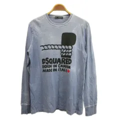 ディースクエアード DSQUARED2 Tシャツ カットソー M 青 ブルー ロゴプリント 長袖 ダメージ加工 ペイント加工 トップス /YU ■GY53のサムネイル