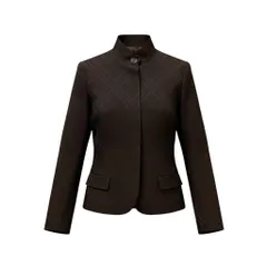 85g7 BURBERRY LONDON バーバリー スタンドカラージャケット チェック柄 比翼ボタン サイズ38 ダークブラウン レディース 女性用o07tのサムネイル
