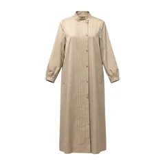 58g7 PIERRE BALMAIN ピエールバルマン スタンドカラー ロングコート フロントタック ベージュ レディース 女性用o07tのサムネイル
