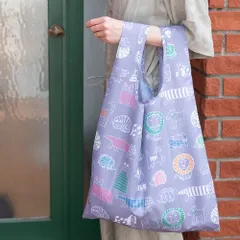 【新品】エコバッグ/マイキーフレンズ/リサ・ラーソン/折りたたみバッグ/サブバッグ/Lisa Larson/猫/ねこ/ネコ/針鼠/はりねずみ/ハリネズミ/犬/いぬ/イヌ/ライオン/可愛い/カワイイ/かわいい/お洒落/オシャレ/おしゃれのサムネイル
