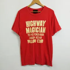 YELLOW CORN イエローコーン Tシャツ 半袖 両面 プリント クルーネック シングルステッチ バイク HIGHWAY MAGICIAN 日本製 古着 VINTAGE レッド G199のサムネイル