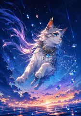606 幻想的な子猫アート ポスター風 2Lサイズ デジタルアート フワフワ