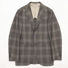 極美品 ビームスF【最高級シルク混】ウィンドウペン ジャケット 茶 44