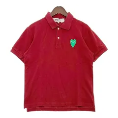 COMME des GARCONS コムデギャルソン ポロシャツ ハートロゴ PLAY プレイ シンプル メンズ Mサイズ ワインレッド トップス DM19723■のサムネイル