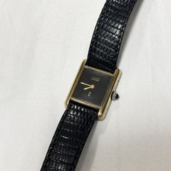 カルティエ 時計 SM 手巻き 黒文字盤 オニキス ブラック 稼働 70's