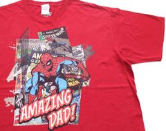 MARVEL 마블 SPIDER-MAN 스파이더맨 AMAZING DAD! 코튼 T셔츠 레드 XLSTS73 아메코미 코믹 무비 영화 빅 사이즈