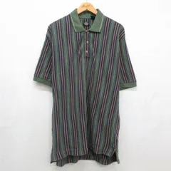 XL/古着 ドッカーズ 半袖 ブランド ポロ シャツ メンズ 00年代 00s 鹿の子 ロング丈 コットン USA製 グリーン ストライプ 26jun18のサムネイル