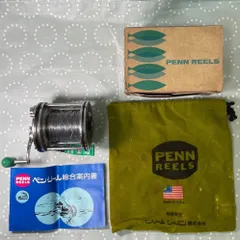 【当時物 フルセット】PENN SENATOR 3/0 希少グリーンハンドル U.S.A.製 箱・袋・日本語案内書付 両軸リール トローリング クエ 船釣り 昭和レトロ ビンテージ 緑サビあり現状品 送料無料のサムネイル