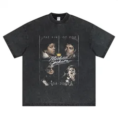 音楽 マイケル・ジャクソン プリントTシャツ メンズ- 80sポップスキングのレジェンド 高級水洗い加工 ブラック01