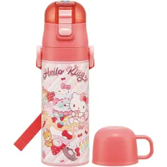 【新品・送料無料】ハローキティ (Fancy Snacks Sweets サンリオ) 水筒 2WAYステンレス水筒 コップ付き 430ml〜470ml SKDC4のサムネイル