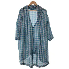 【中古】　nest Robe　カーディガン　長袖　ショールカラー　チェック　日本製　古着　/4378のサムネイル