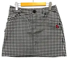 パーリーゲイツ PEARLY GATES GOLF スカート 台形 ワンポイントロゴ 千鳥柄 ミニ丈 1 黒 ブラック 白 ホワイトのサムネイル