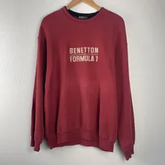 UNITED COLORS OF BENETTON  スウェット トレーナー 長袖 クルーネック ロゴ刺繍 裏毛 ヴィンテージ レーシング F1 フォーミュラ レッド サイズL　NB12のサムネイル