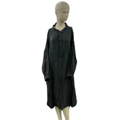 186004 現状品 Y's ワイズ マオカラーシャツ　 YO-D02-301  ブラック ロング リネン レディースのサムネイル