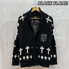 BLACK FLAME マリア 刺繍 クロス 十字架 ショールカラー アクリル カーディガン 15 1/2 メンズ - ISItems【USED】【古着】【中古】50162956のサムネイル