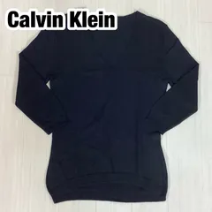 【美品】Calvin Klein カルバンクライン シルク混 七分袖 Vネックニット セーター size4 ブラック 黒 オンワード樫山 着丈60cm 肩幅37cm 身幅(脇下)38cm 袖丈43.5cm XS〜S相当【古着】のサムネイル