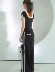 ロゼミューズLogo with rhinestone summer pants - メルカリ