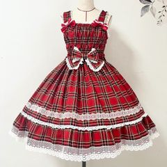 Hinana Queena 赤白ギンガムチェック 半袖ワンピース - メルカリ