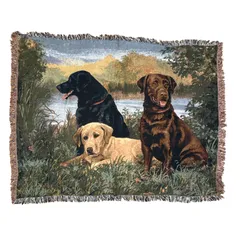 vintageラグ ブランケット マルチカバー タペストリー ラブラドールレトリバー ドッグ 犬 アート アニマル Rug Blanket Dog 3644のサムネイル