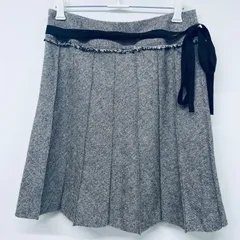 peyton place  ラメ入りプリーツスカート　ベロアリボン　　ライトベージュ　Mのサムネイル