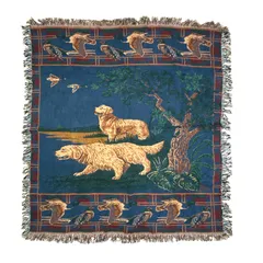 vintageラグ ブランケット マルチカバー タペストリー ゴールデンレトリバー カモ アニマル 犬 Rug Blanket Dog 3652のサムネイル