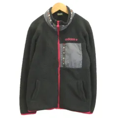 アディダス adidas ボアフリースジャケット 上着 M 黒 ブラック ピンク フルジップ 長袖 スタンドカラー /NP ■ECB006のサムネイル